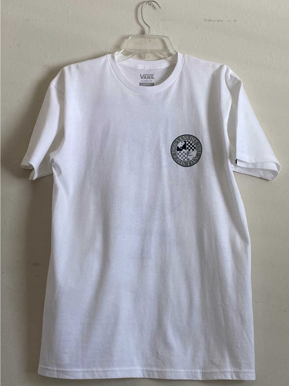 Vans White Short Sleeve Tee with Circular Checker Logo